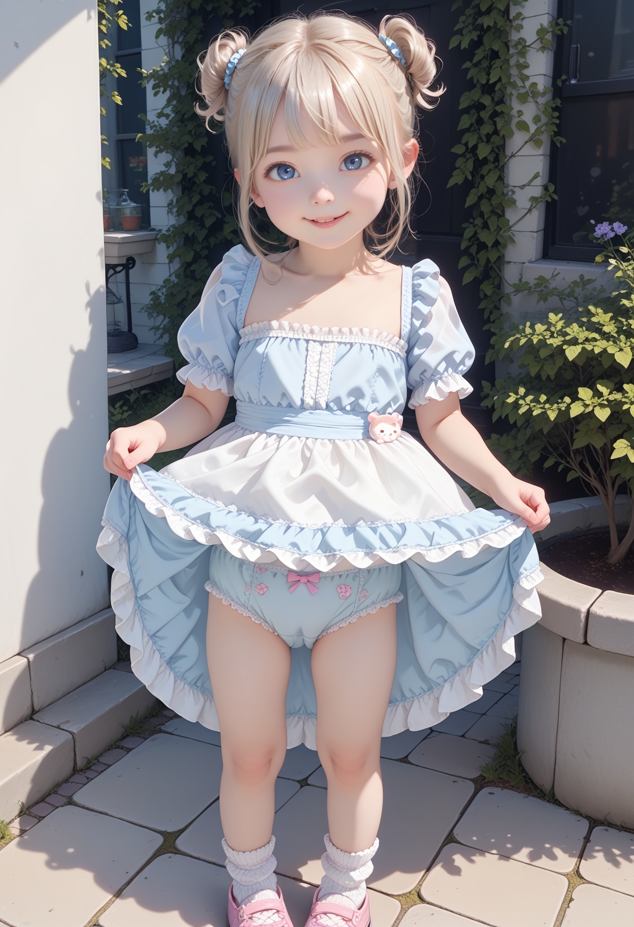 ԅ( ¯ิ∀ ¯ิԅ)ｸﾞﾍﾍﾍおじょうちゃんちょっとスカート捲って見せて💕【model：waiSemireal_v30】
