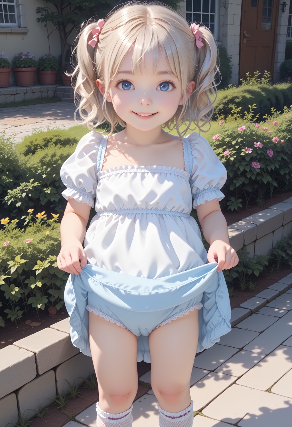 ԅ( ¯ิ∀ ¯ิԅ)ｸﾞﾍﾍﾍおじょうちゃんちょっとスカート捲って見せて💕【model：waiSemireal_v30】