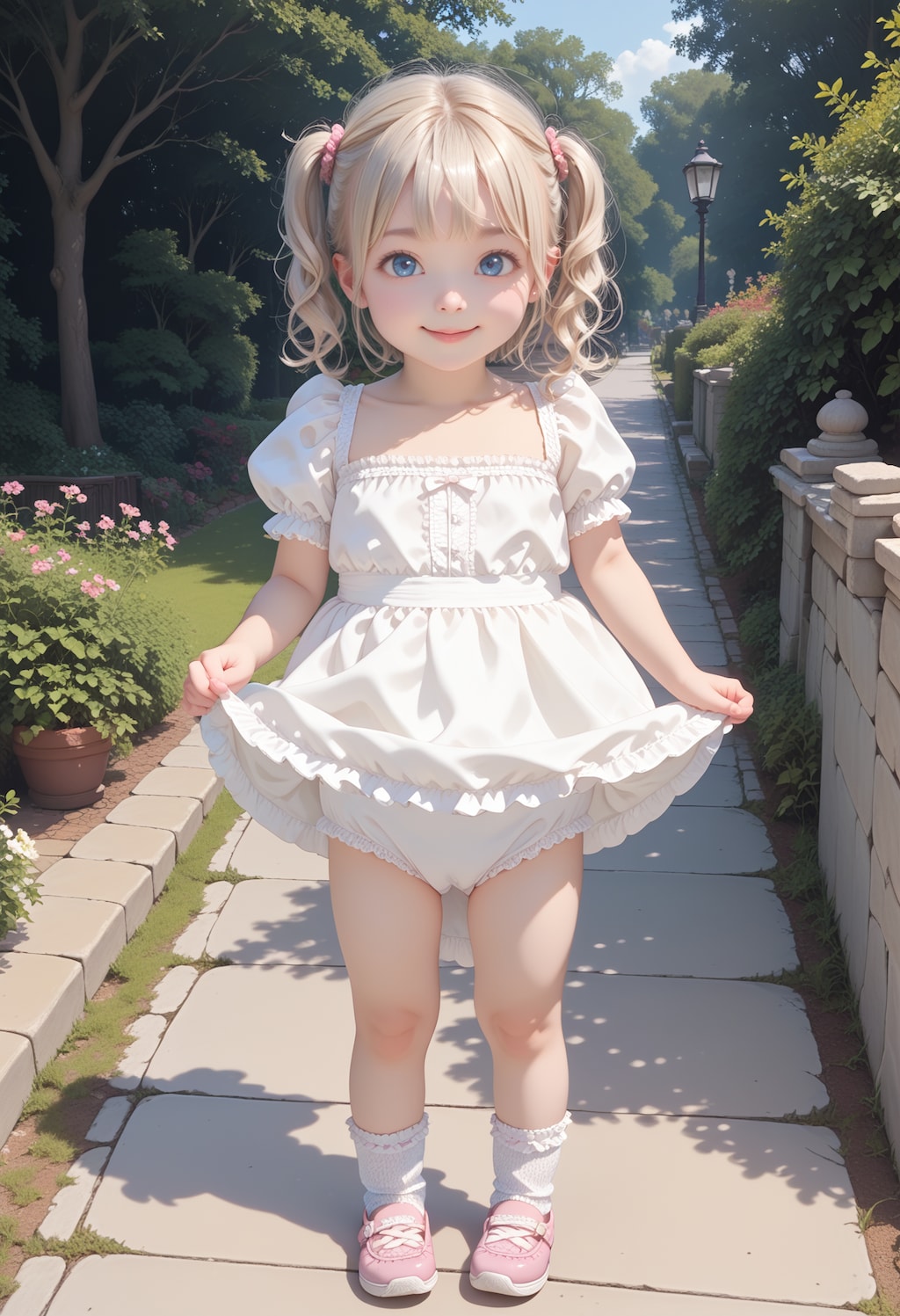 ԅ( ¯ิ∀ ¯ิԅ)ｸﾞﾍﾍﾍおじょうちゃんちょっとスカート捲って見せて💕【model：waiSemireal_v30】