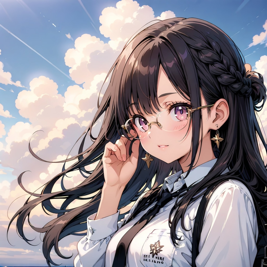 黒髪メガネ 入道雲