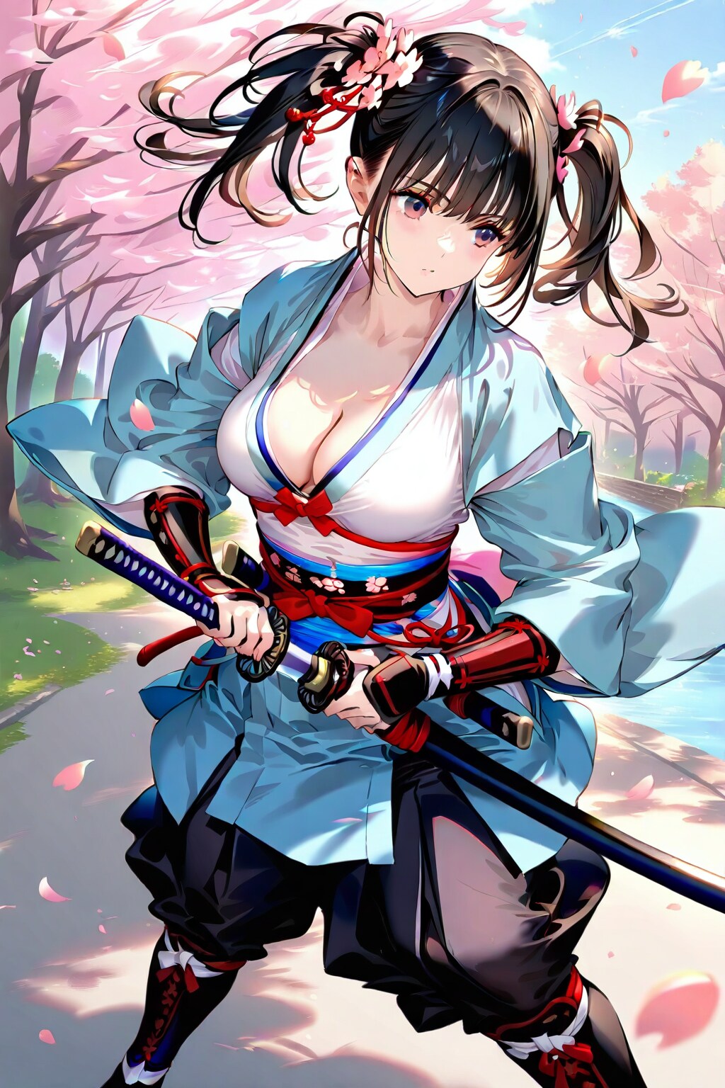 桜咲く道にて果し合い