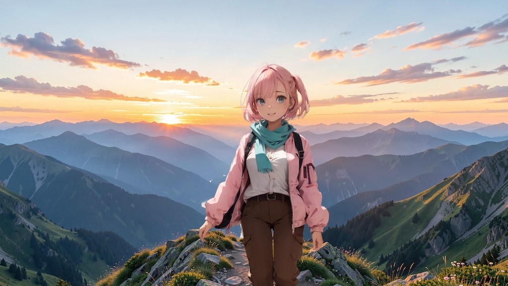 山の朝焼け (FullHD 壁紙74 BD071)