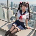 疑似パンチラを撮影されている爆乳J系ちゃん 4枚目
