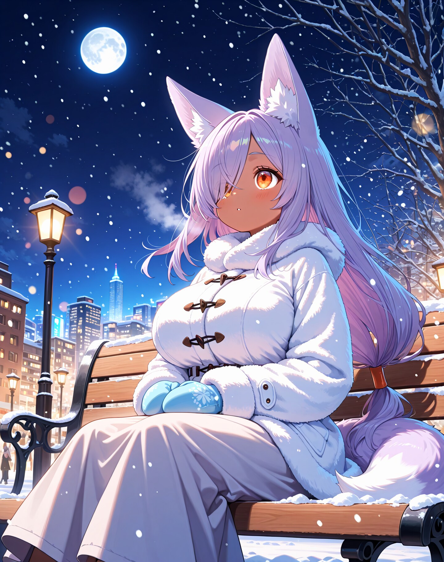 雪の街と紫狐ちゃん | の人気AIイラスト・グラビア