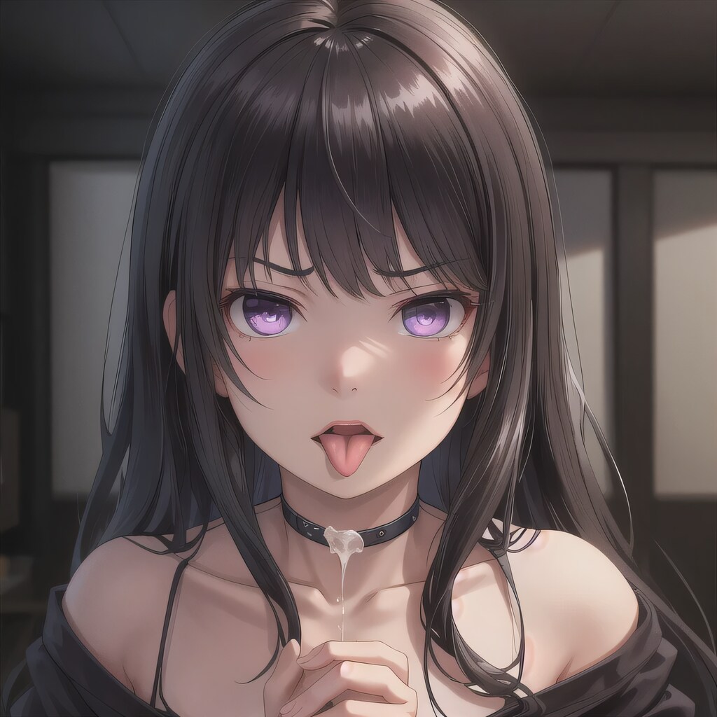 黒髪ロングの舌出し少女３１