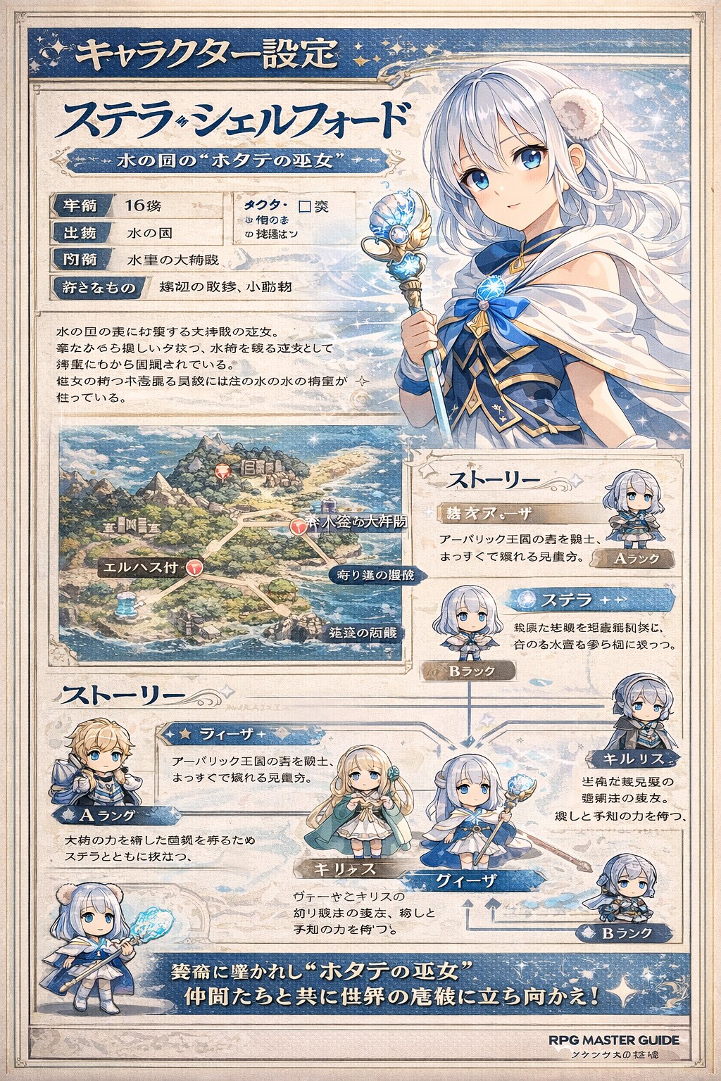 架空RPG攻略本ページ風イラスト（複数ページ）