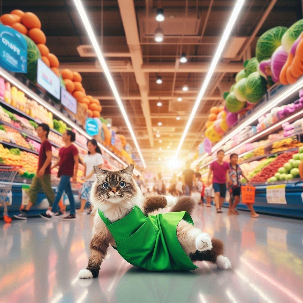 スーパーちちぷいで働く猫