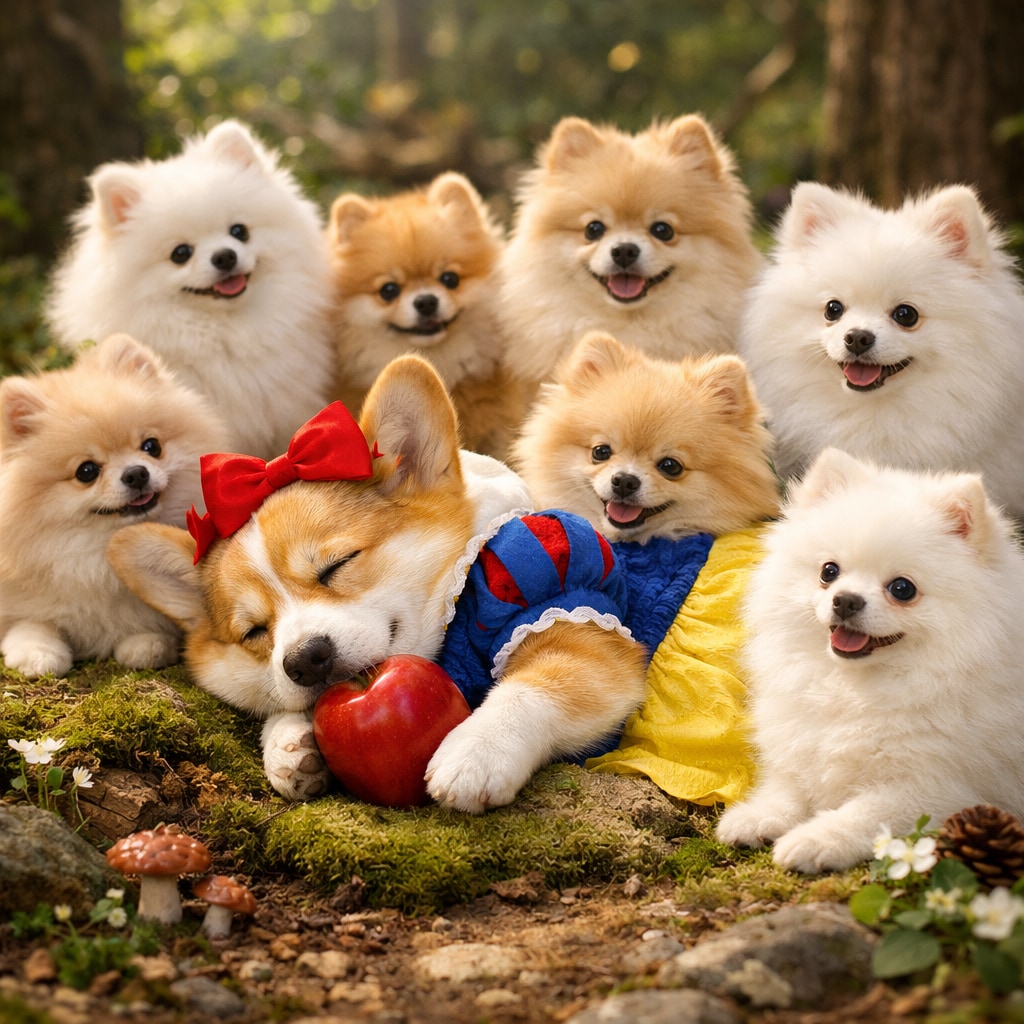 【コギたん】白コギ姫と7匹のポメ