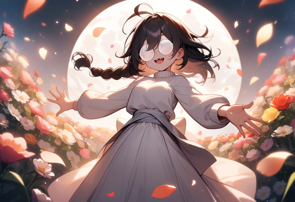 花に埋もれる牙メガネ