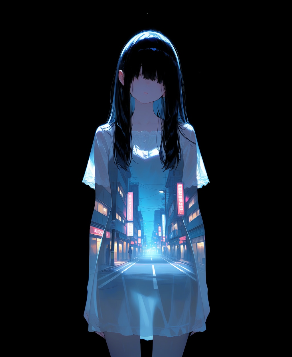街を歩く半透明の幽霊を出すつもりが