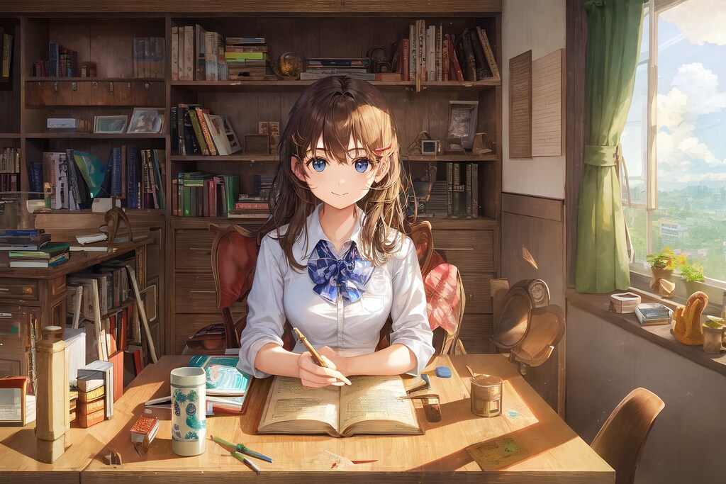 勉強する女の子