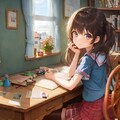 勉強する女の子 6枚目