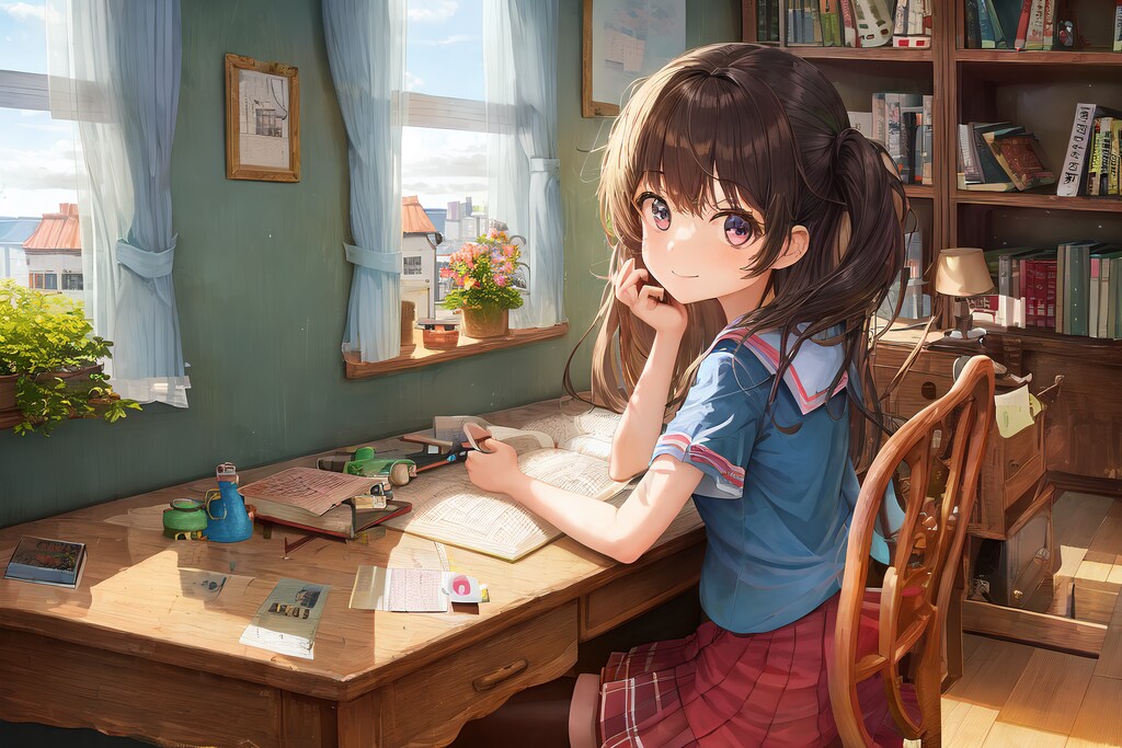勉強する女の子