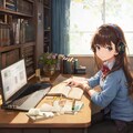 勉強する女の子 3枚目