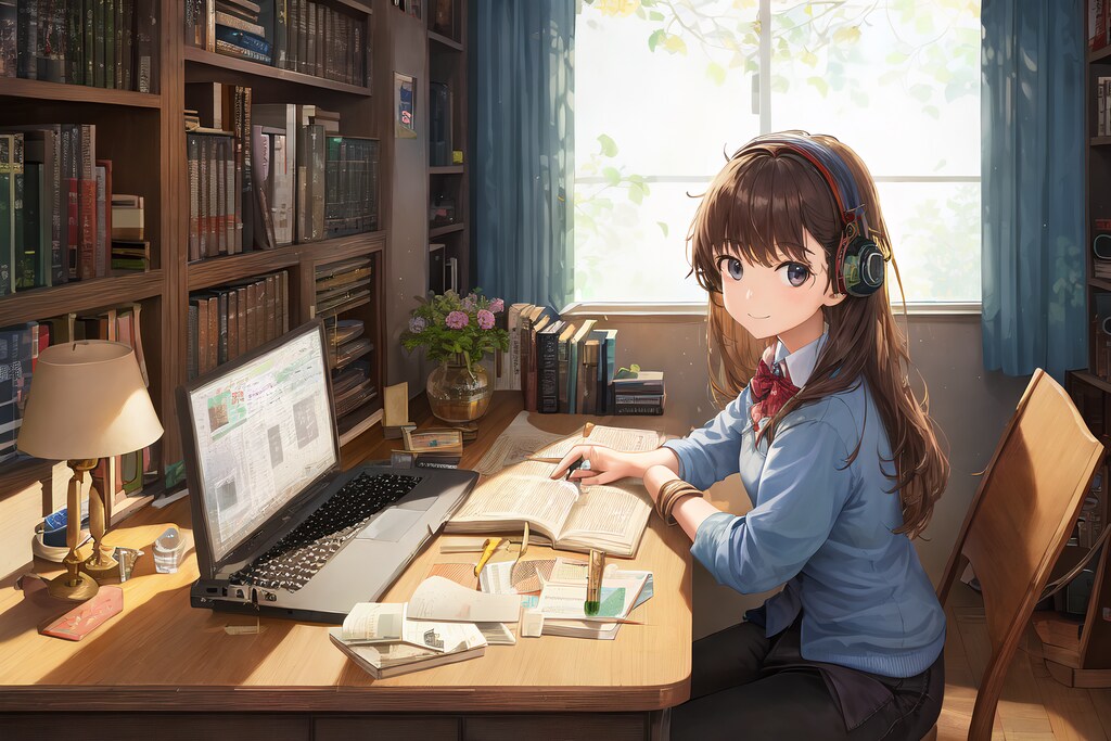 勉強する女の子