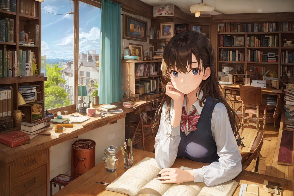 勉強する女の子
