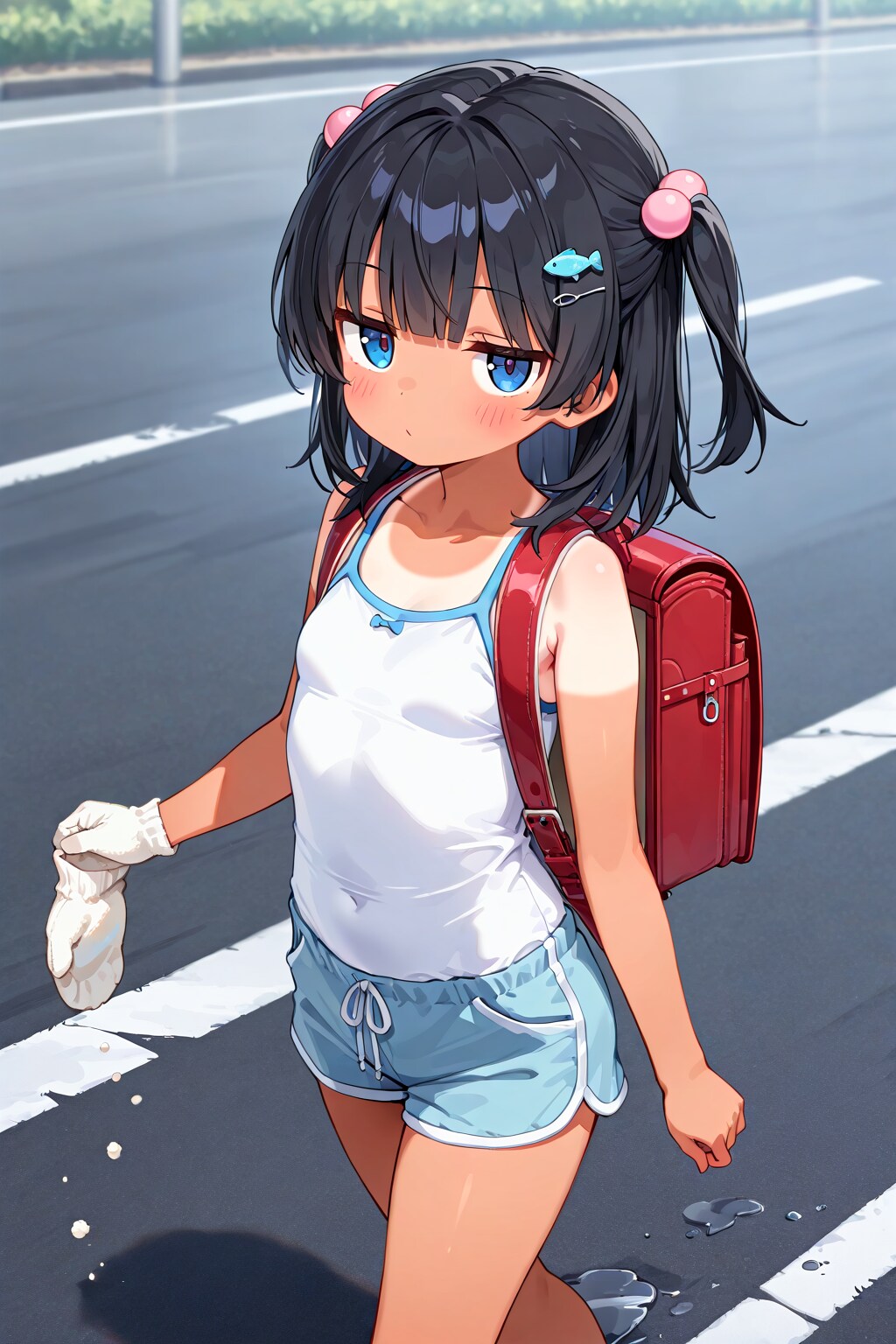 軍手を道路に落とす仕事をするこなつちゃん
