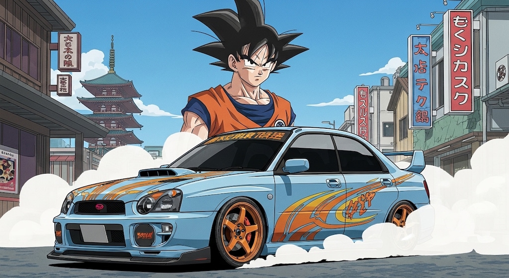 孫悟空とインプレッサセダンGDB