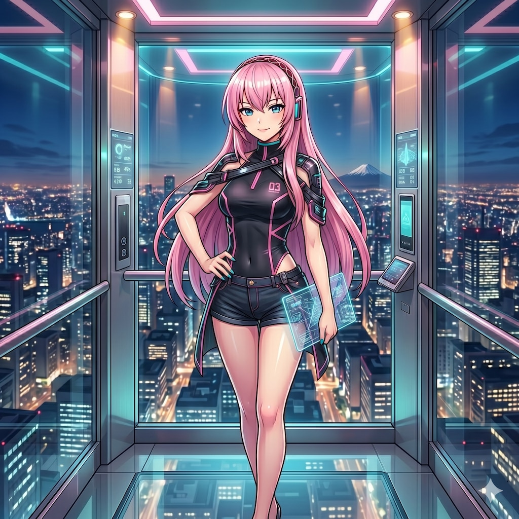 エレベーターに ルカさん