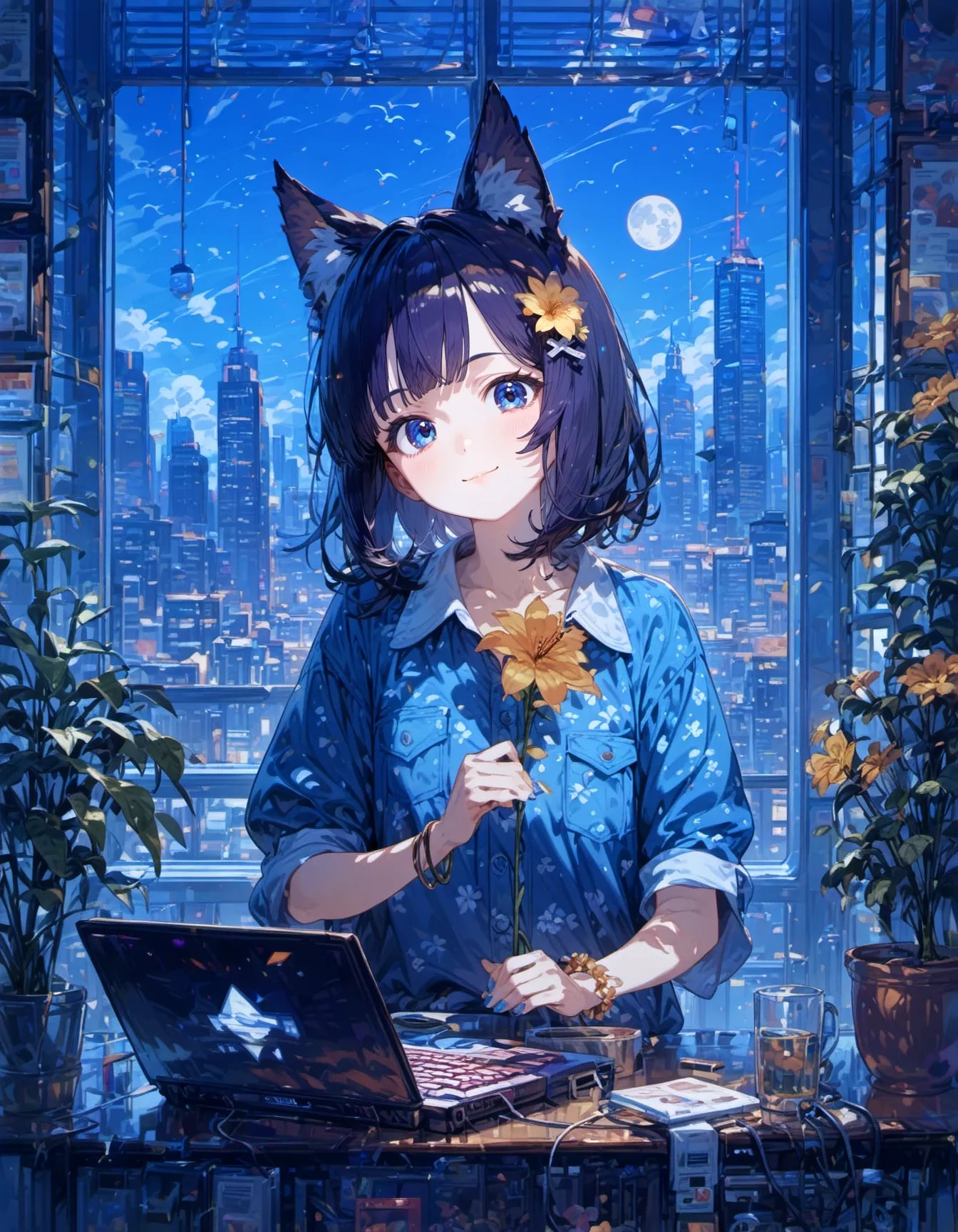 City Lights and Golden Bloom | の人気AIイラスト・グラビア