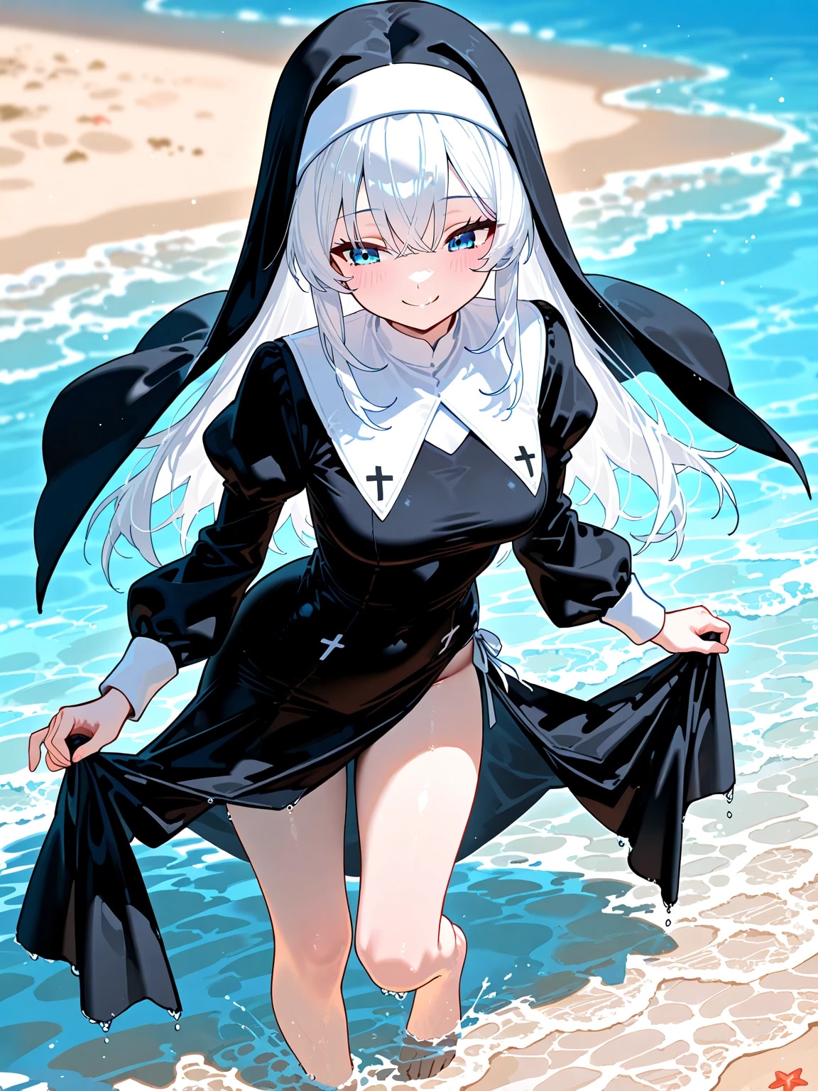 海で遊ぶシスターちゃん
