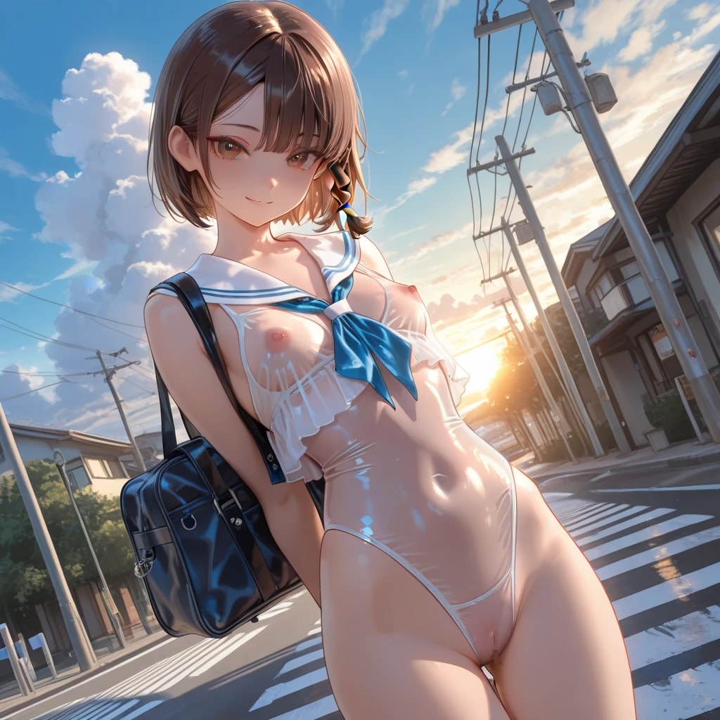 一緒に登校♪（おかしな水着ver.）