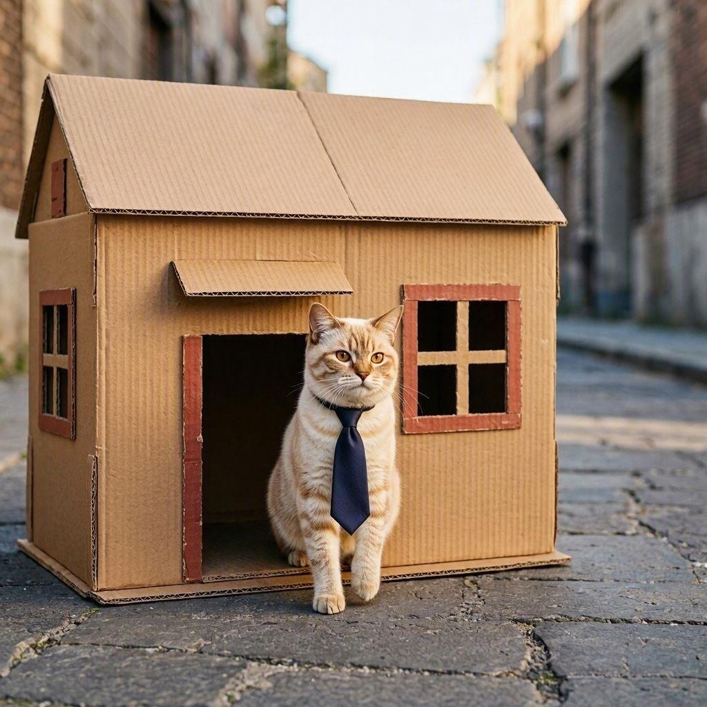 裸一貫の社長猫