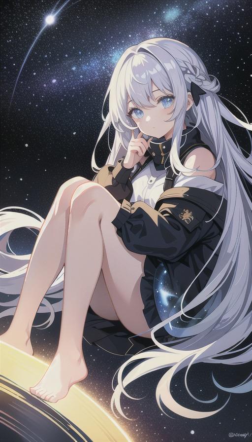 星空の下の女の子