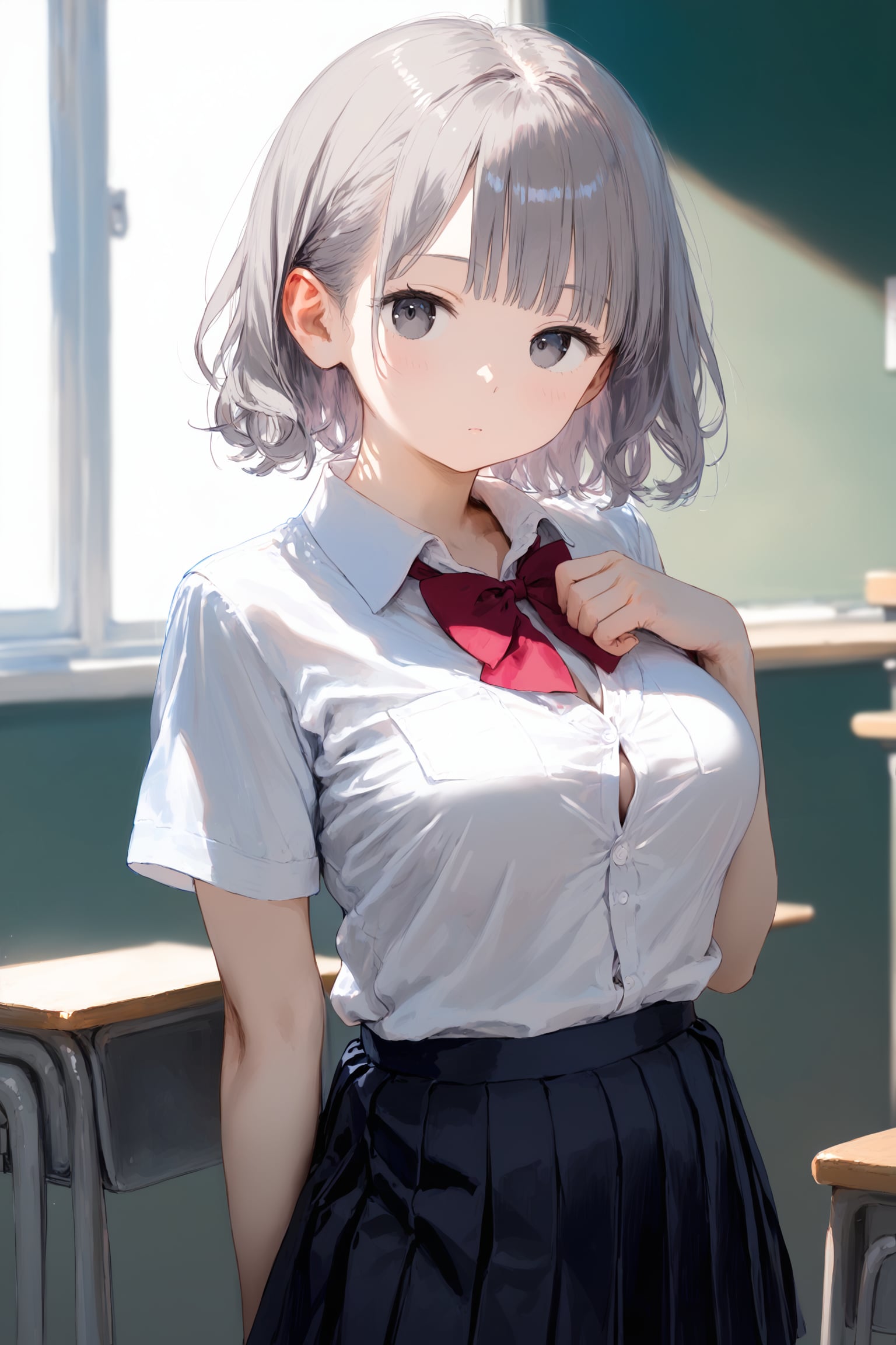 銀髪ジト目巨乳先輩