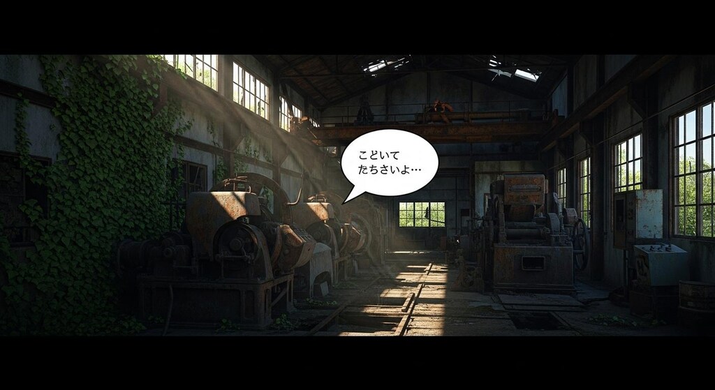 今日は廃工場の機械に喋ってもらった