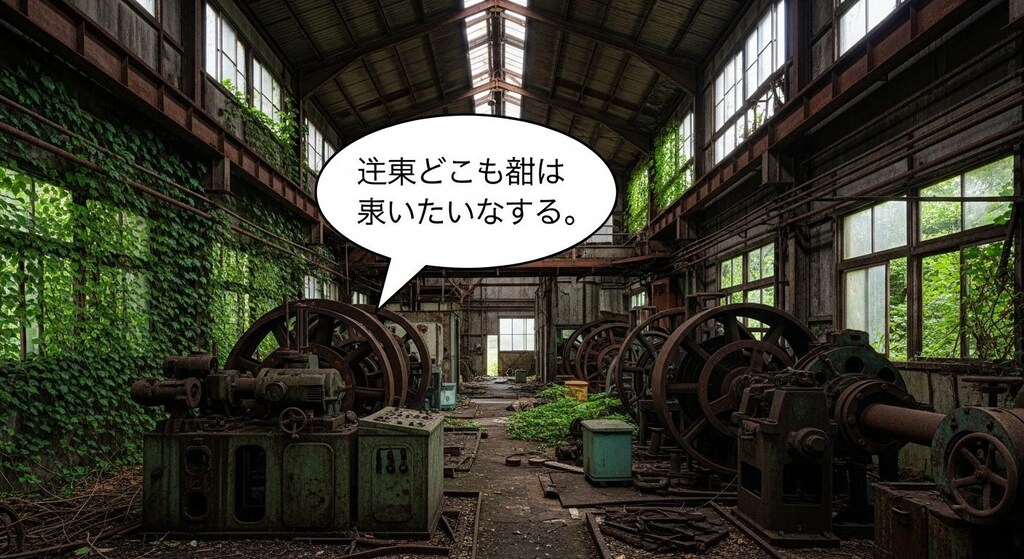 今日は廃工場の機械に喋ってもらった