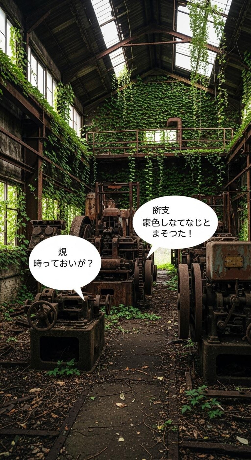 今日は廃工場の機械に喋ってもらった