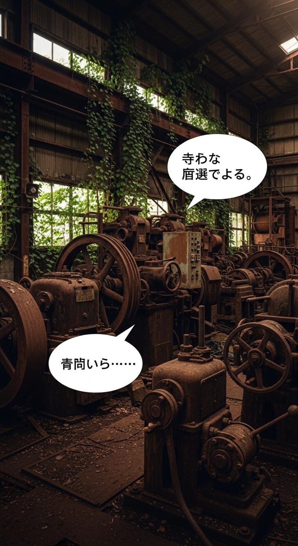 今日は廃工場の機械に喋ってもらった