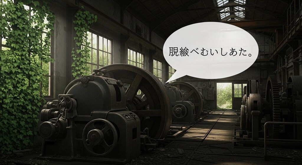 今日は廃工場の機械に喋ってもらった
