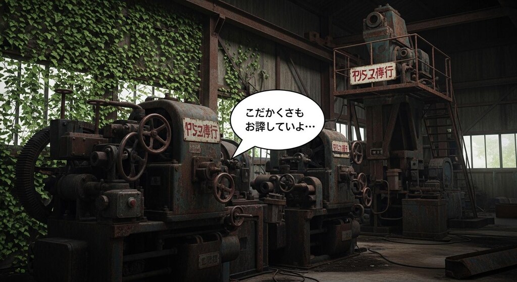 今日は廃工場の機械に喋ってもらった