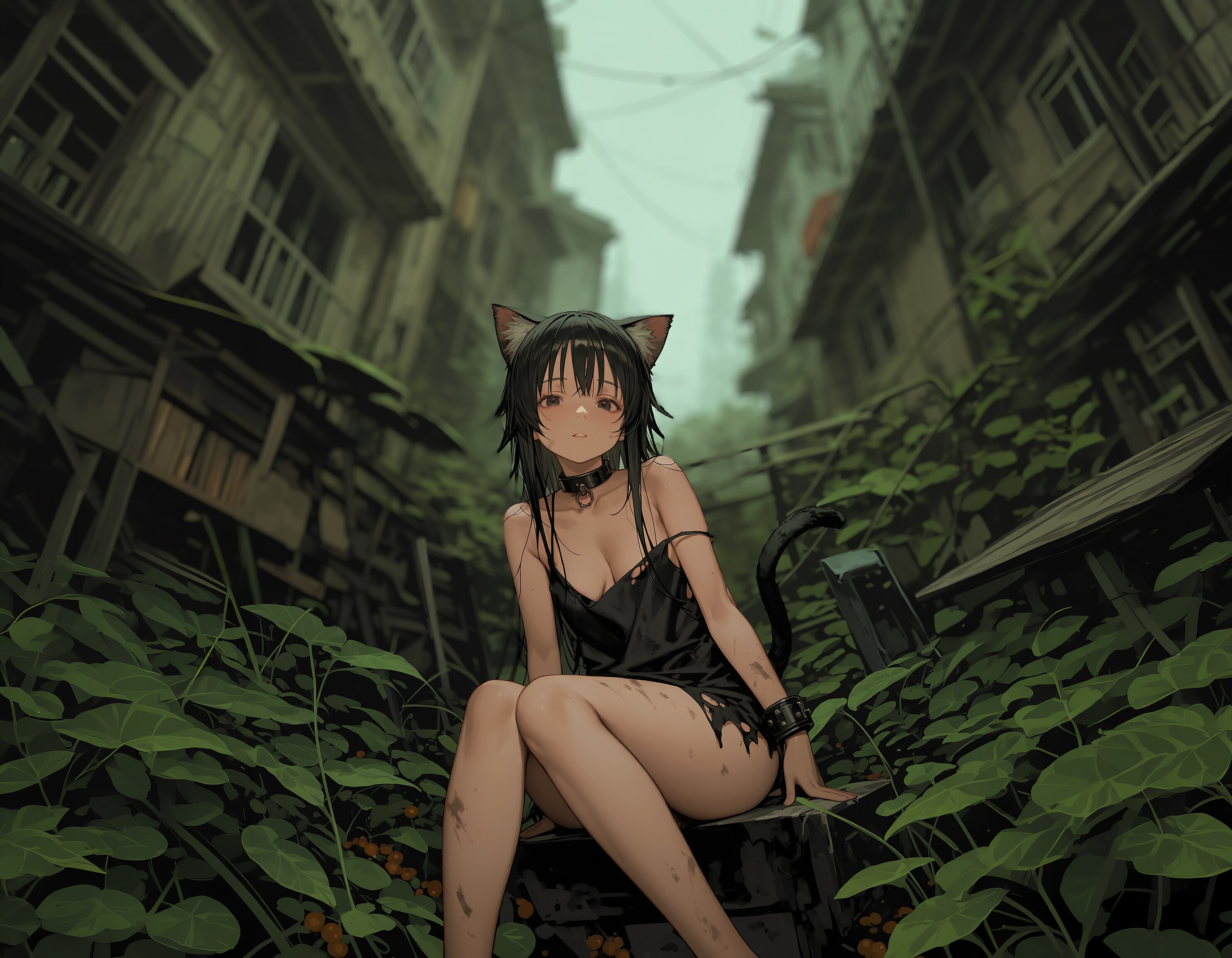 廃屋の野良猫娘