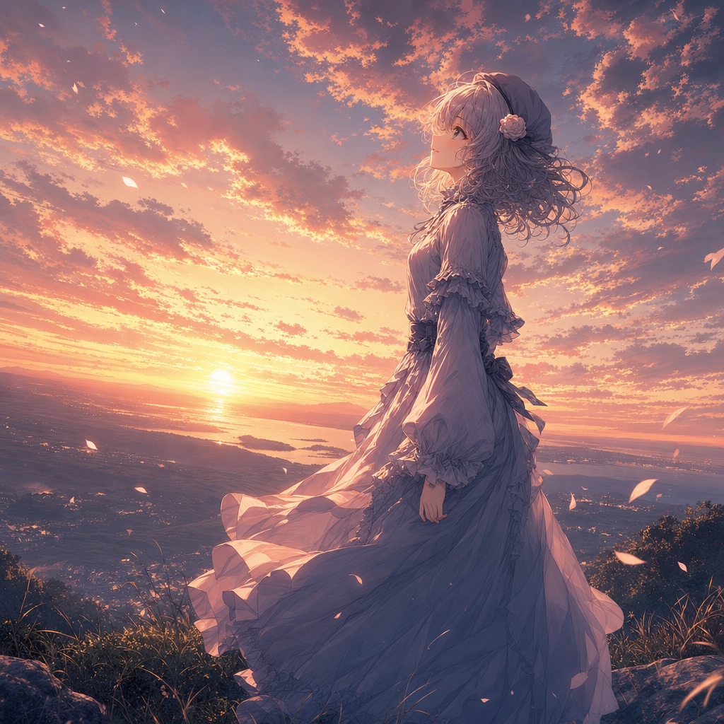 夕暮れに佇む