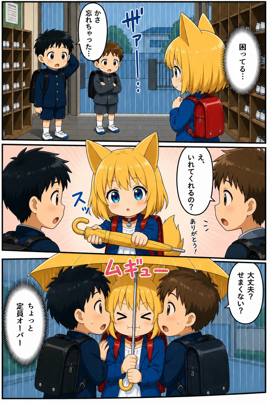 人助けをしようとしたらおしくらまんじゅうが始まり体が温まるキツネ