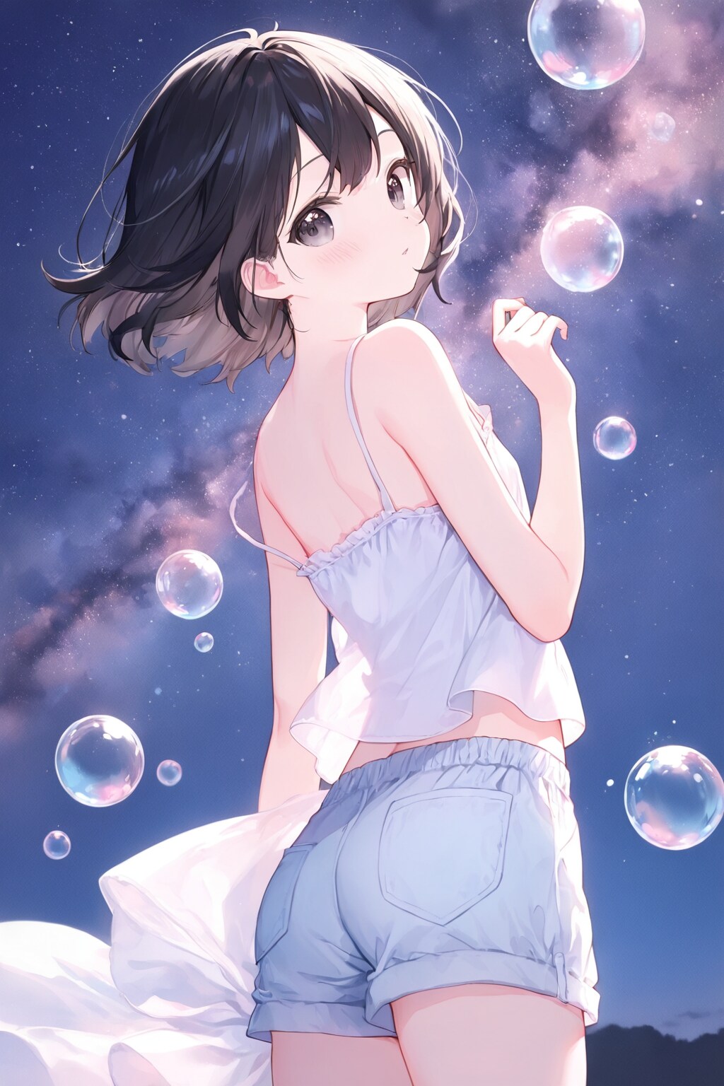 夜空とシャボン玉