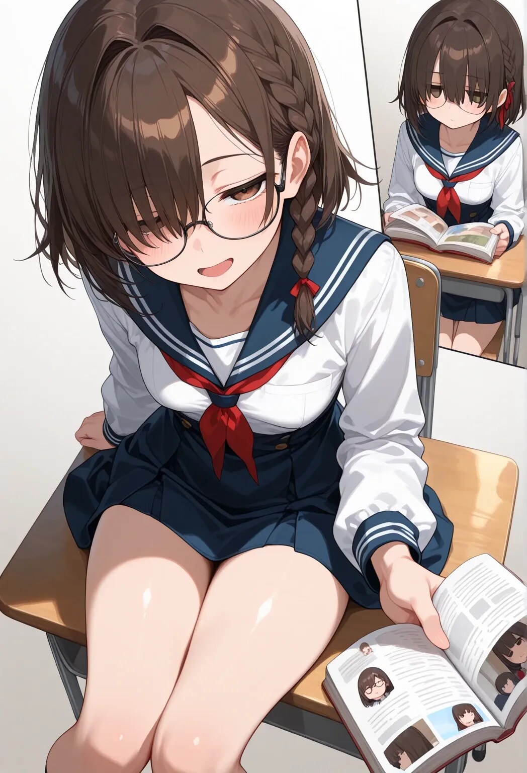 三つ編み眼鏡っ娘
