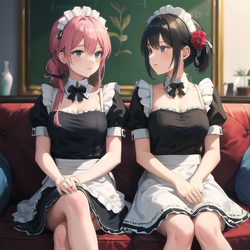 休憩をしてるめいどさん | の人気AIイラスト・グラビア