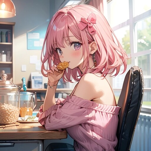ぼんち揚を食べる女の子