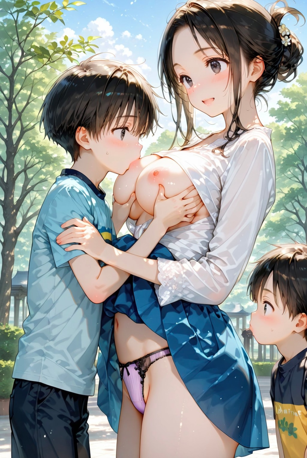 公園で子供と遊ぶ姉ちゃん 36