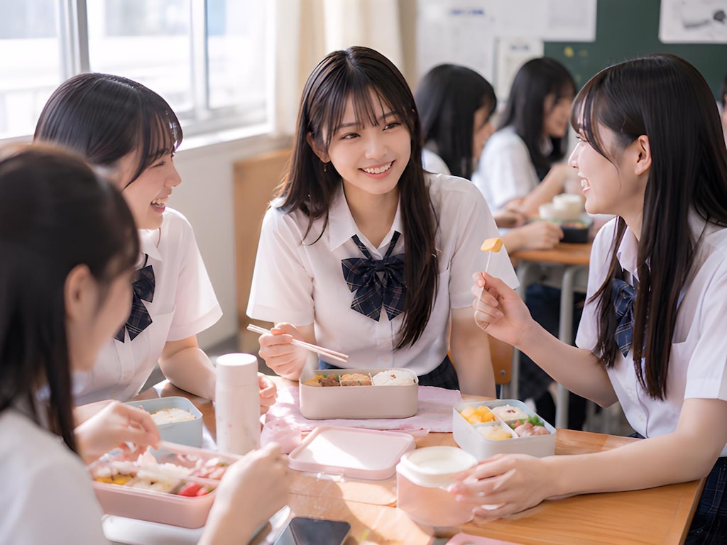 お昼の美人学生さん