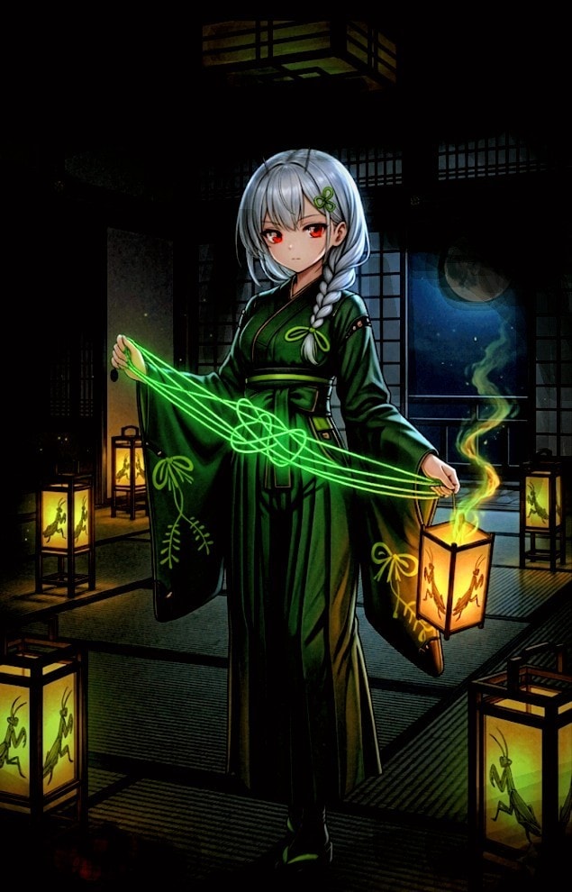 緑色の和風アサシンガール