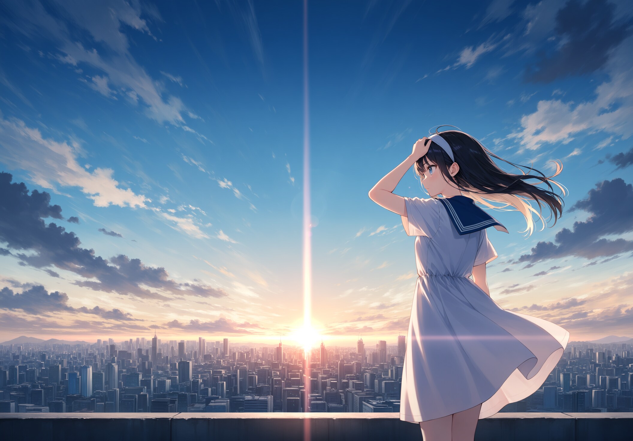 夕暮れの少女