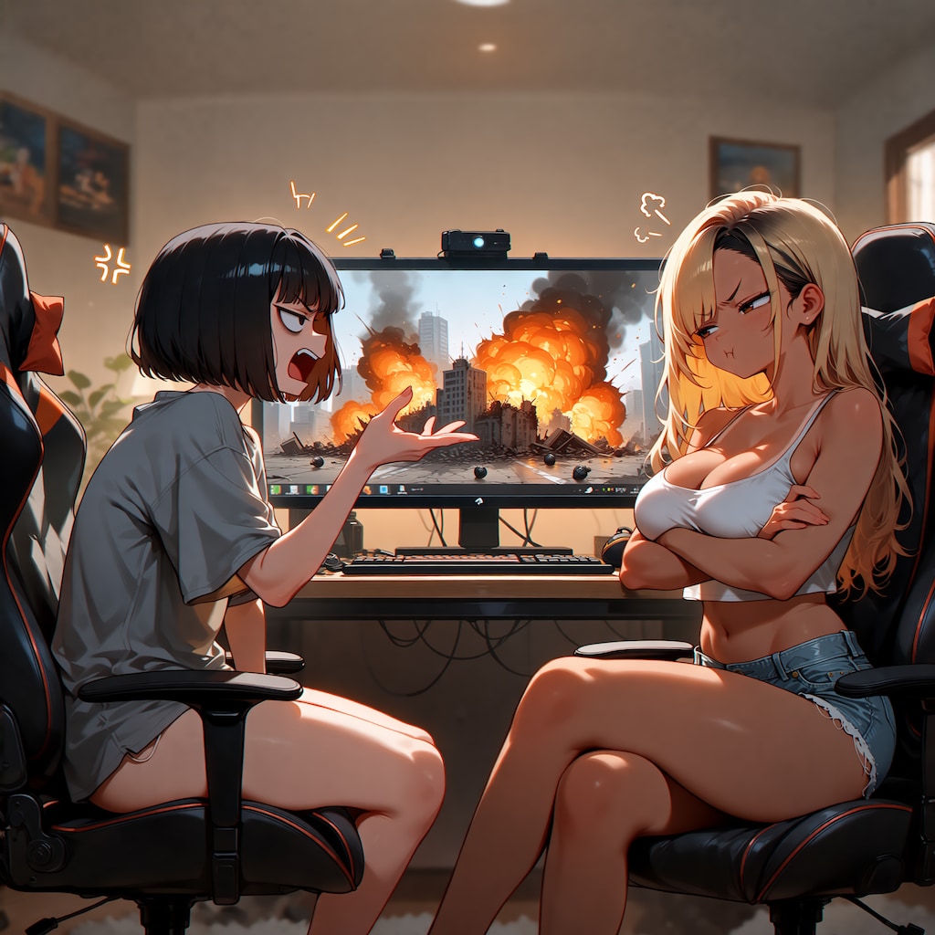 協力プレイで相方に迷惑をかける黒ギャル