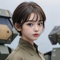 アーミールックのショートヘア少女 3枚目