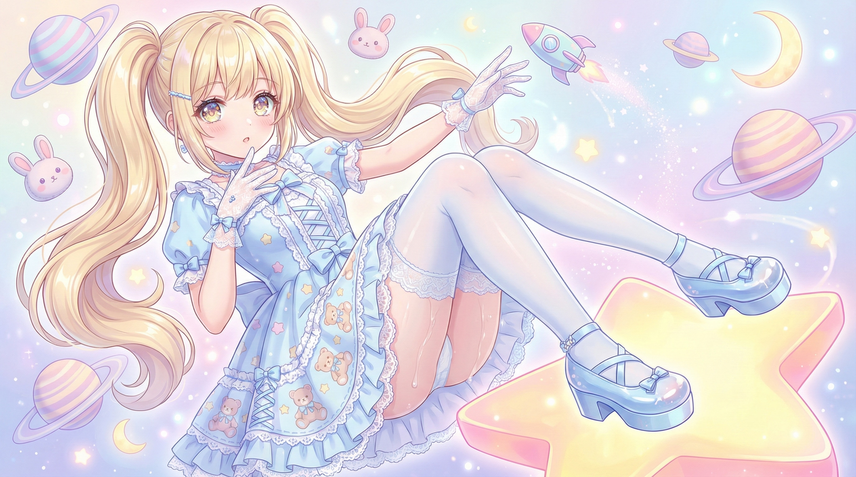 星の雫に濡れし蒼き夢幻姫 | の人気AIイラスト・グラビア