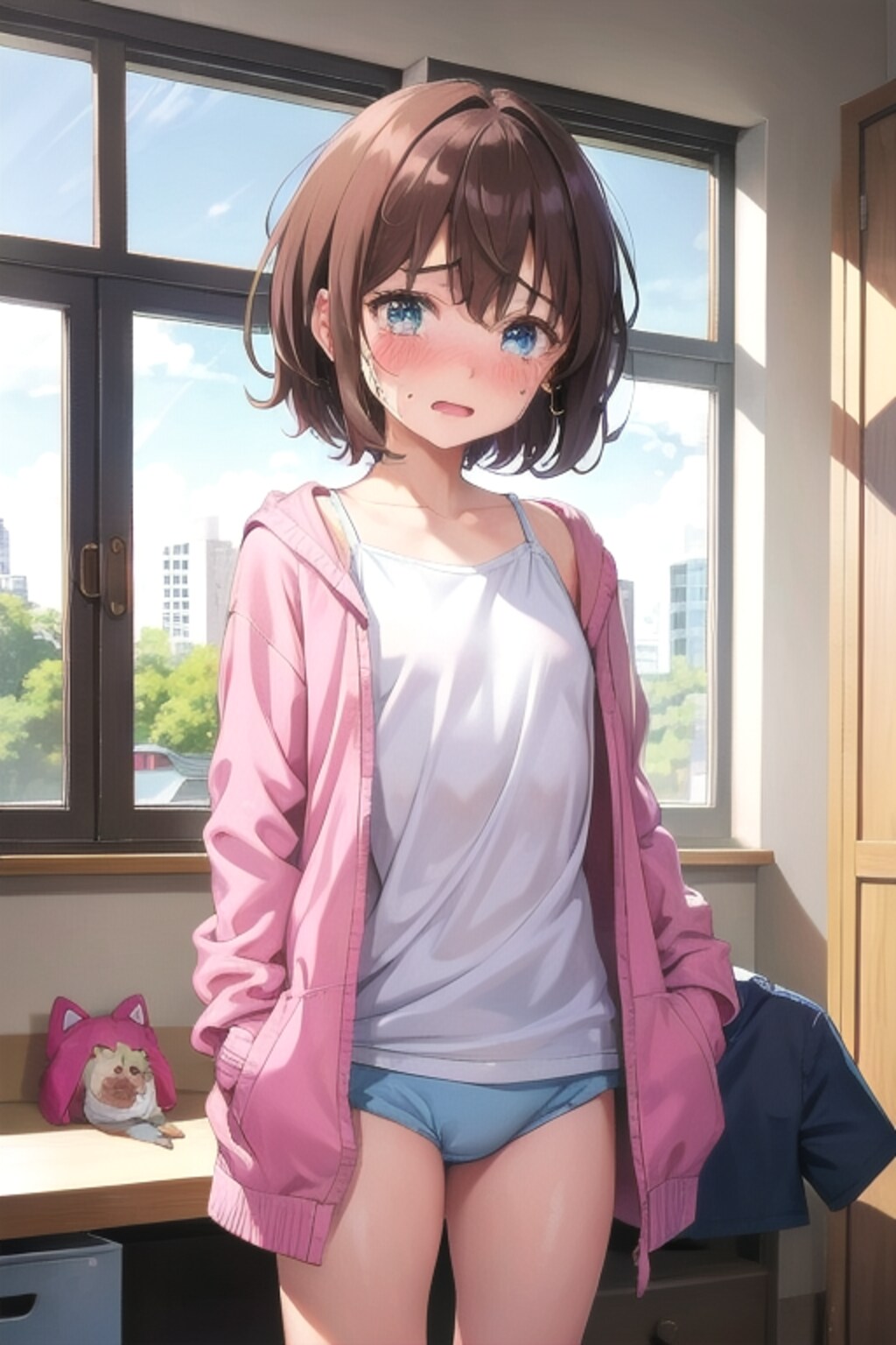 薄着を見られて恥ずかしい女の子
